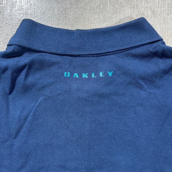 Y2K Oakley Golf Polo Shirt XL Navy Teal - Picture 4 of 7